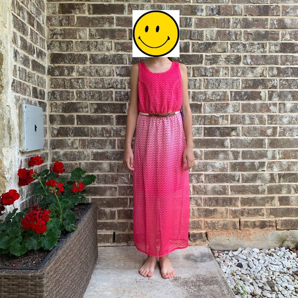 Paper Doll Maxi Girl's Dress with Braided Belt Fuchia Size 7